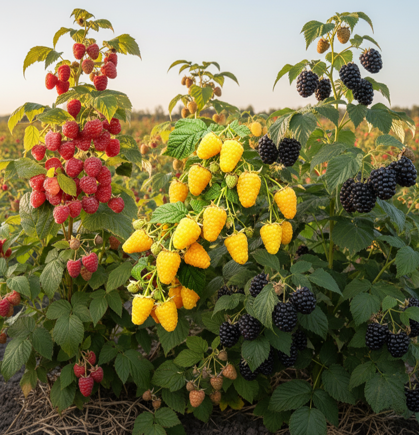 Комплект штамбовой малины "Третья бесплатно" из 3 сортов № 1