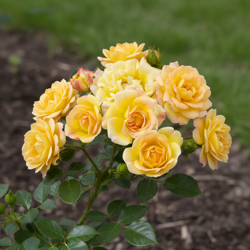 Роза почвопокровная обильноцветущая Еллоу Фейри