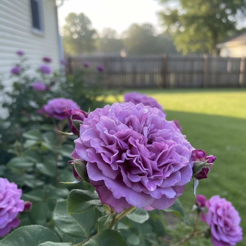 Роза флорибунда георгиновидная Юме Мурасаки