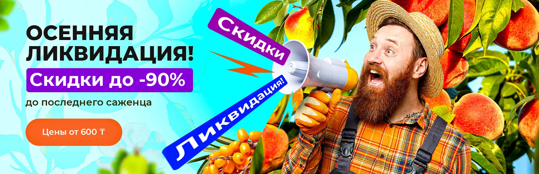 Осенняя ликвидация! Скидки до -90% до последнего саженца! Цены от 600 ₸ 