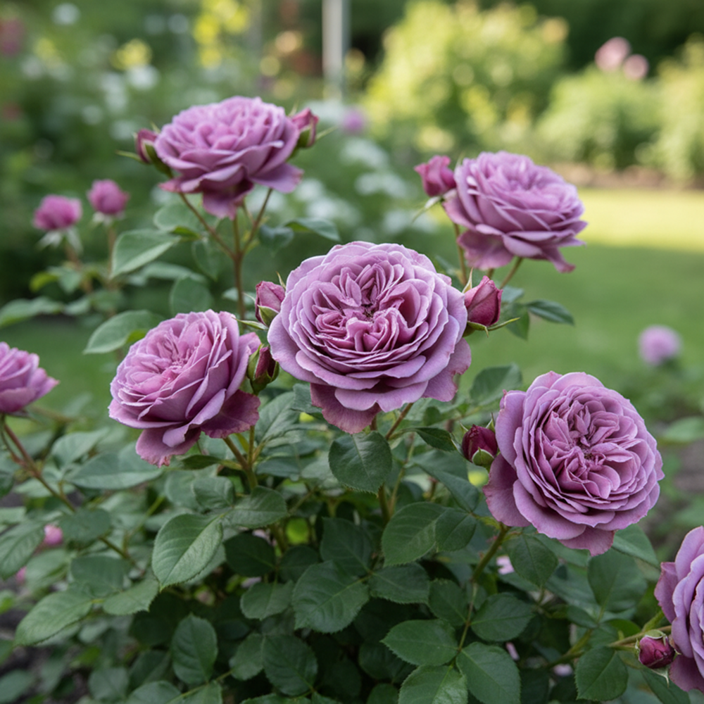 Роза флорибунда георгиновидная Юме Мурасаки