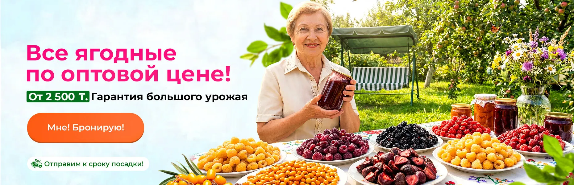 Все ягодные по оптовой цене! От 2500 тенге. Гарантия большого урожая! Отправим к сроку посадки!