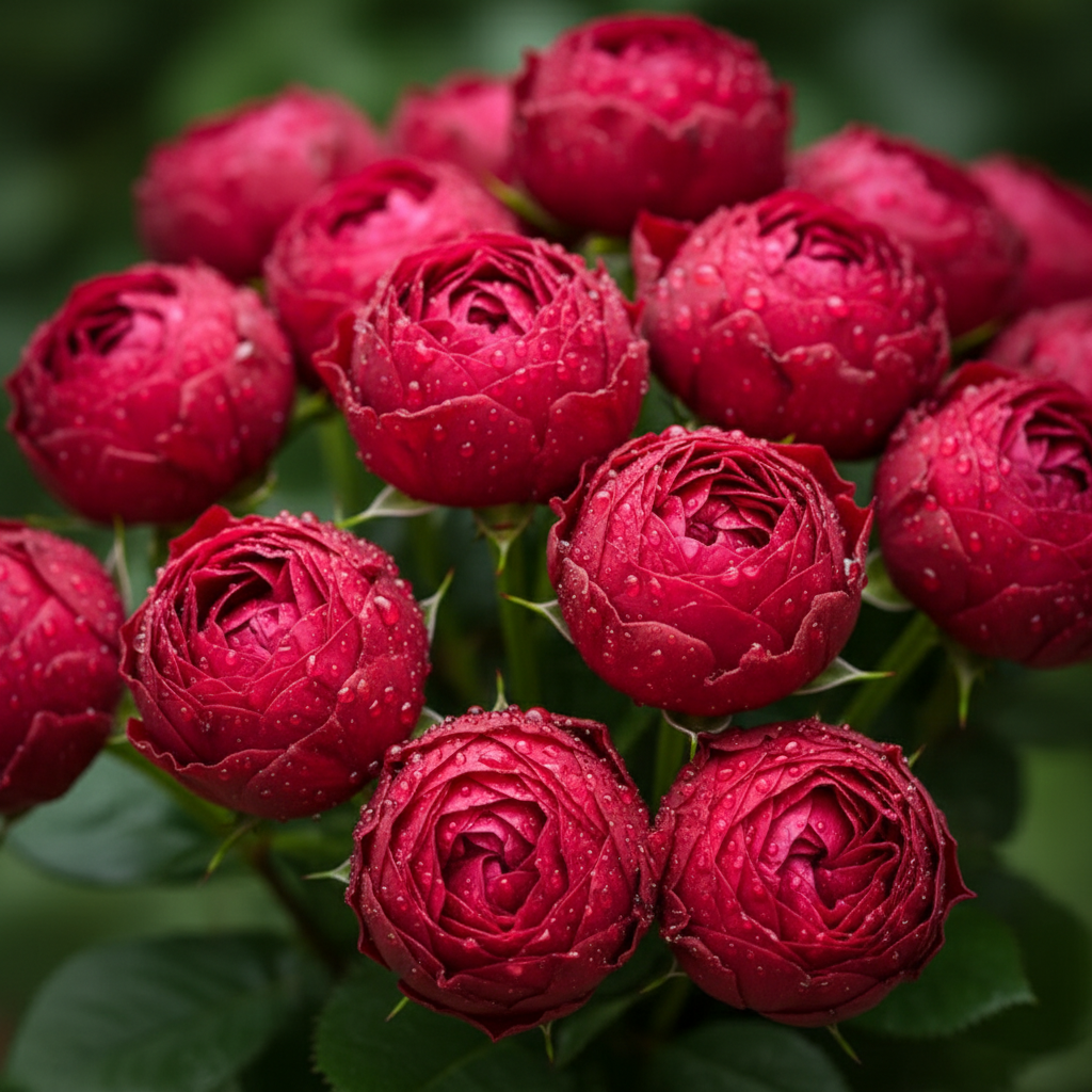 Роза спрей пионовидная Ред Пиано