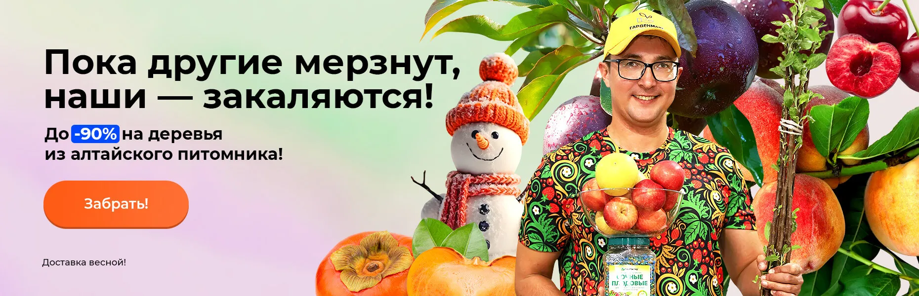 Пока другие мерзнут, наши — закаляются! До -90% на деревья из алтайского питомника! Доставка весной!