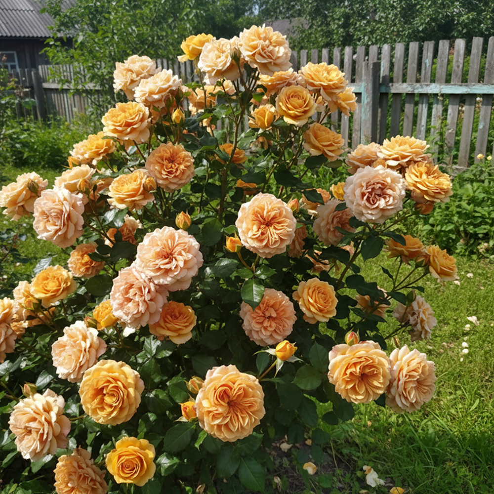 Роза шраб обильноцветущая Карамелла № 1