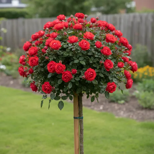 Роза штамбовая Красная Шапочка