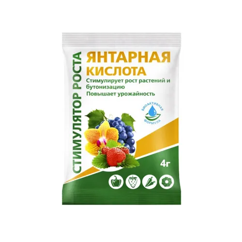 Янтарная кислота, натуральный стимулятор роста 4 г
